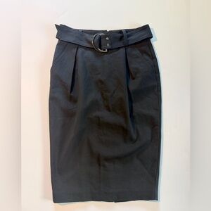 bebe Black High-Waist Belted Pencil Skirt